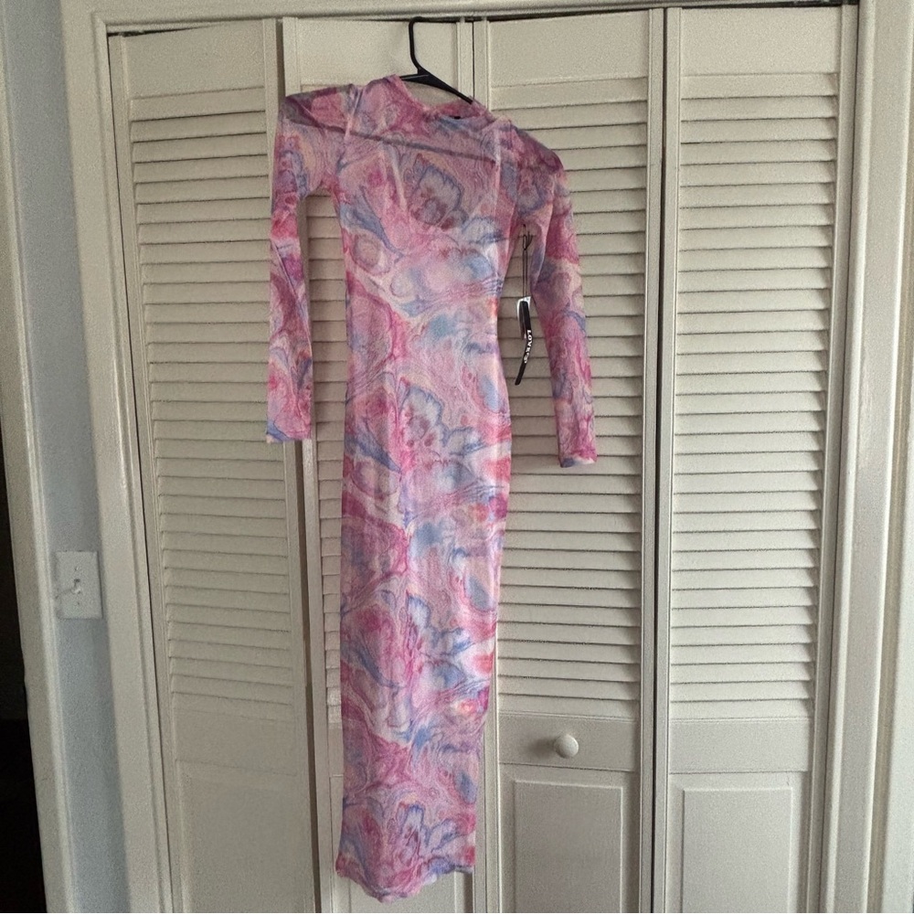 Geode Pink, Blue and Purple Women's Dress - see through with white slip